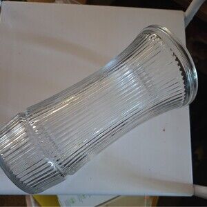 Vtg Hoosier Glass Vase Clear Ribbed Stripe 4088-B USA